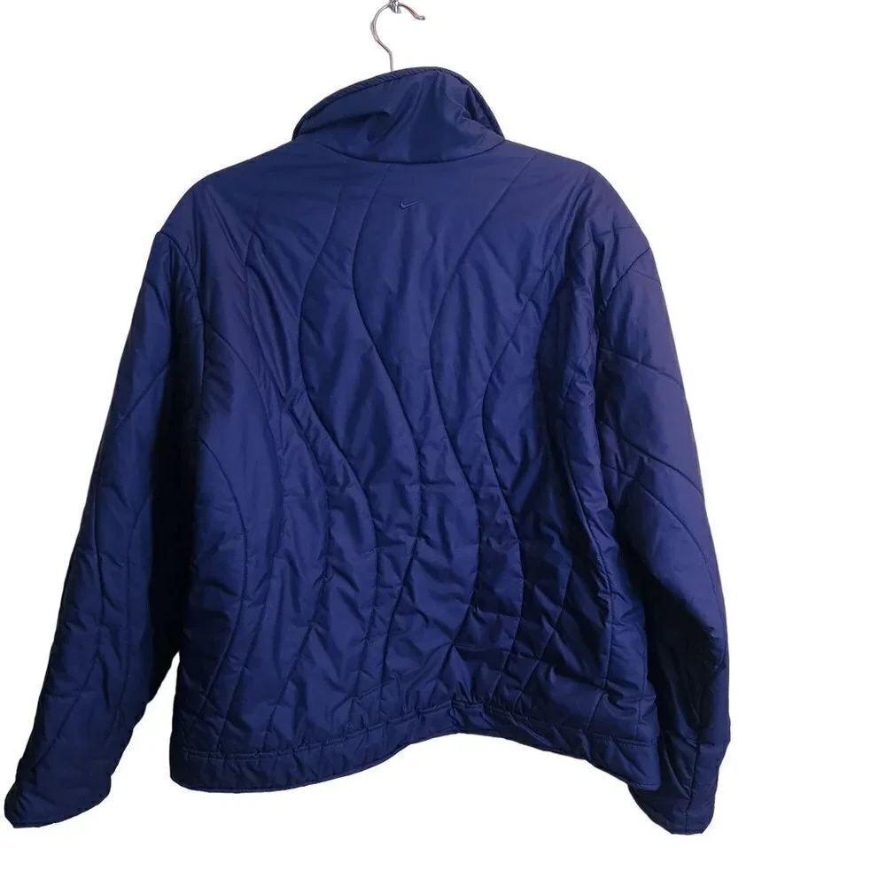 Nike Blue Quilted Puffer Full Zip Bomber Jacket Size L